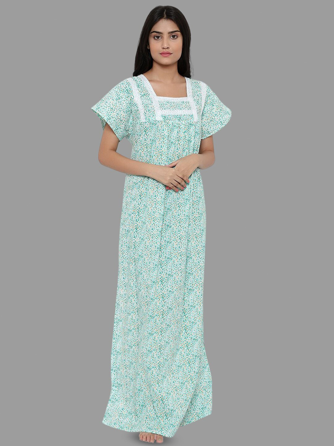 

PALIVAL Floral Printed Pure Cotton Maxi Nightdress, White