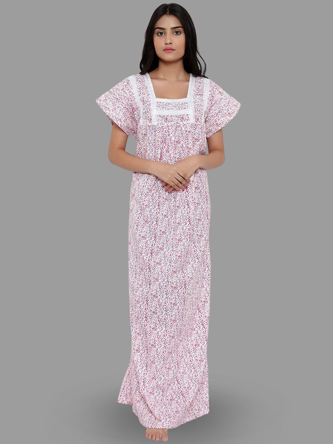 

PALIVAL Floral Printed Pure Cotton Maxi Nightdress, White