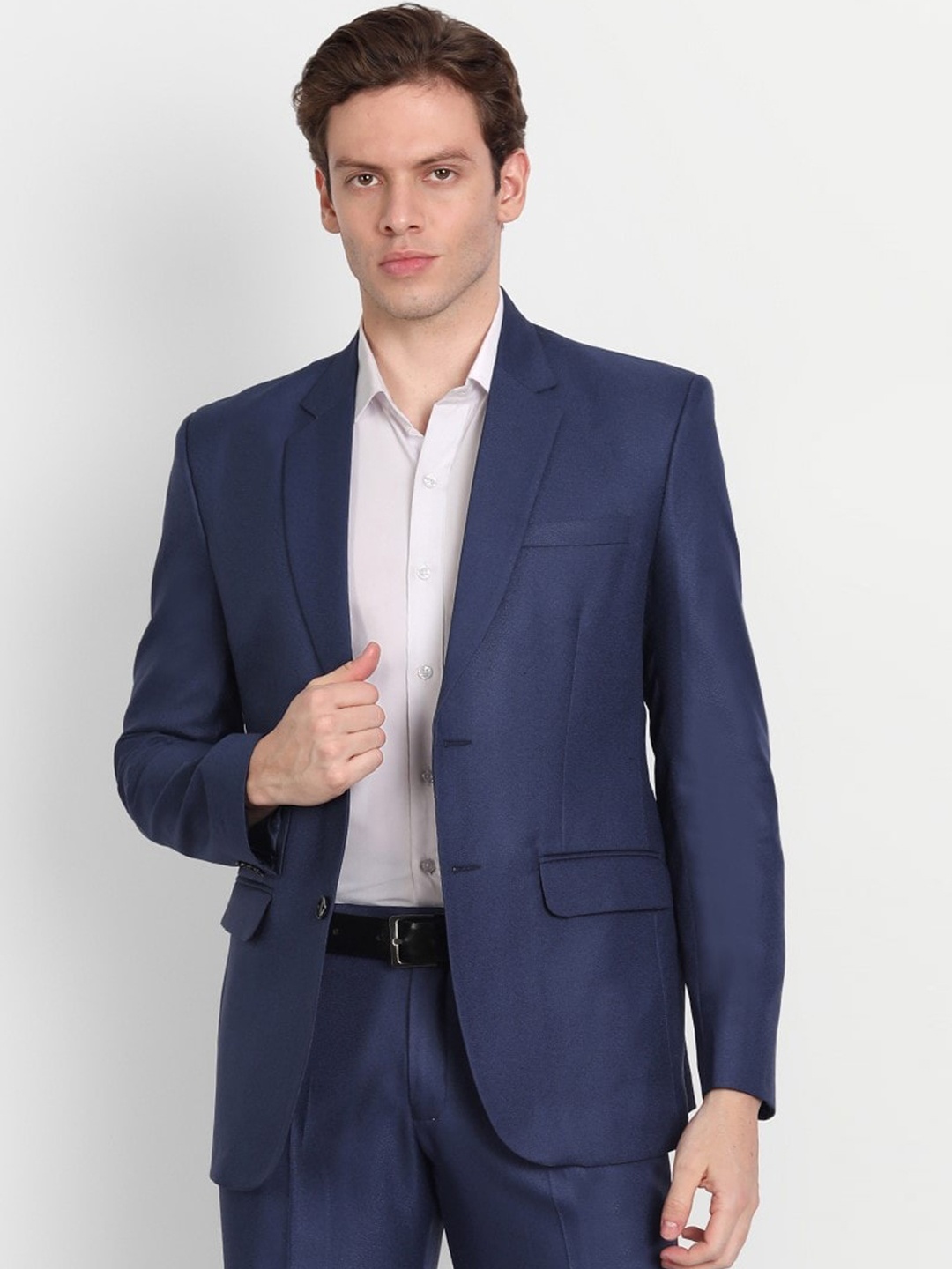 

TrulyFeb Slim-Fit Cotton Single Breasted Blazer, Blue