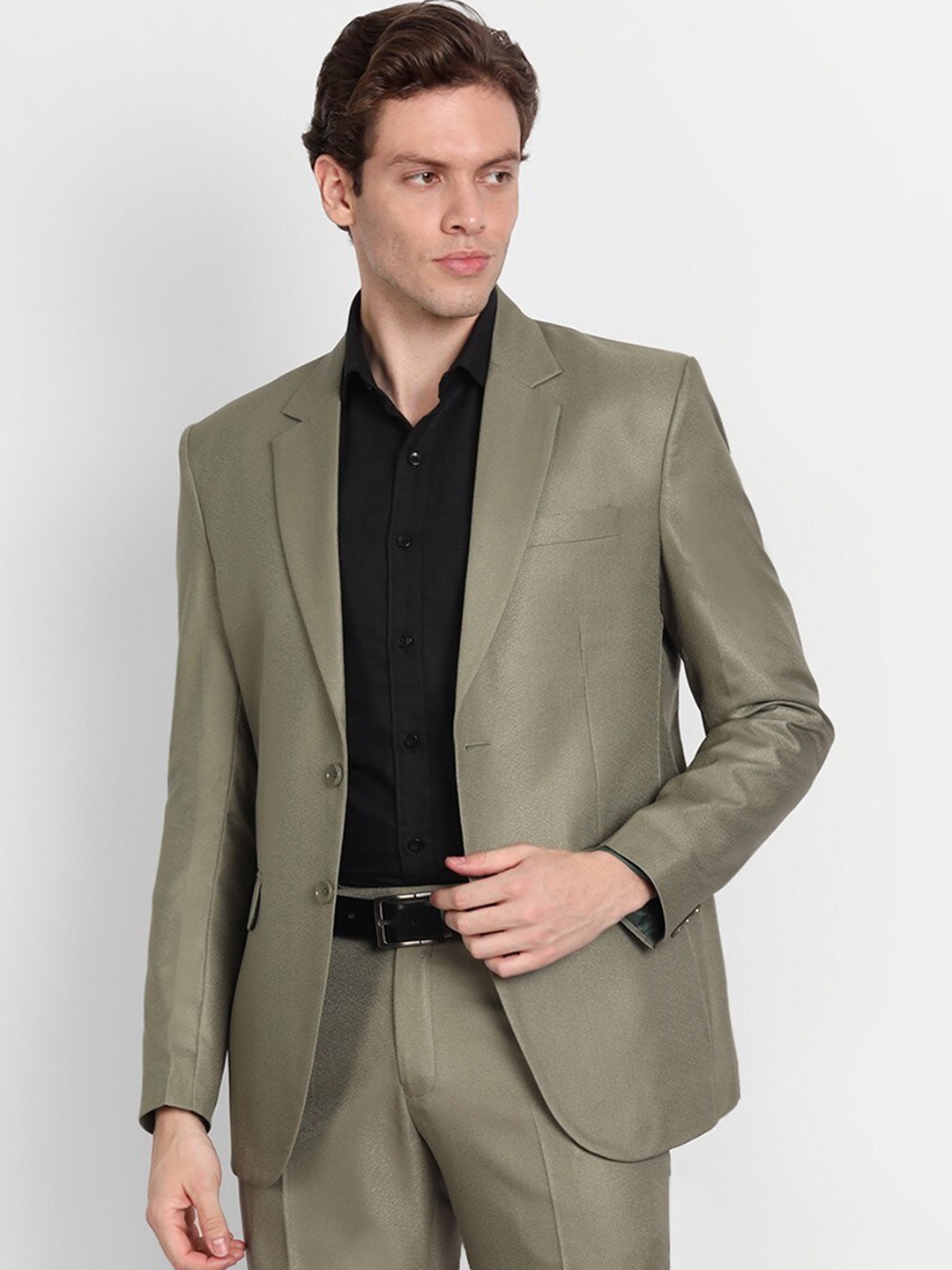 

TrulyFeb Slim Fit Single Breasted Cotton Blazers, Green