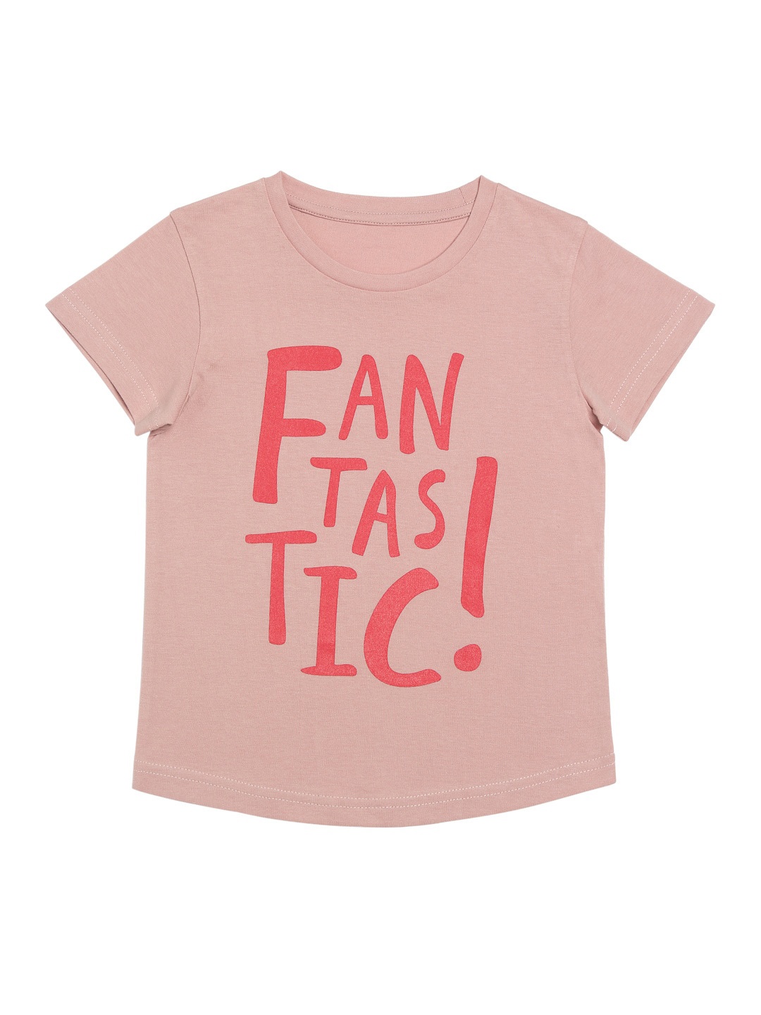 

DOOR74 Girls Typography Printed Round Neck Cotton T-shirt, Pink