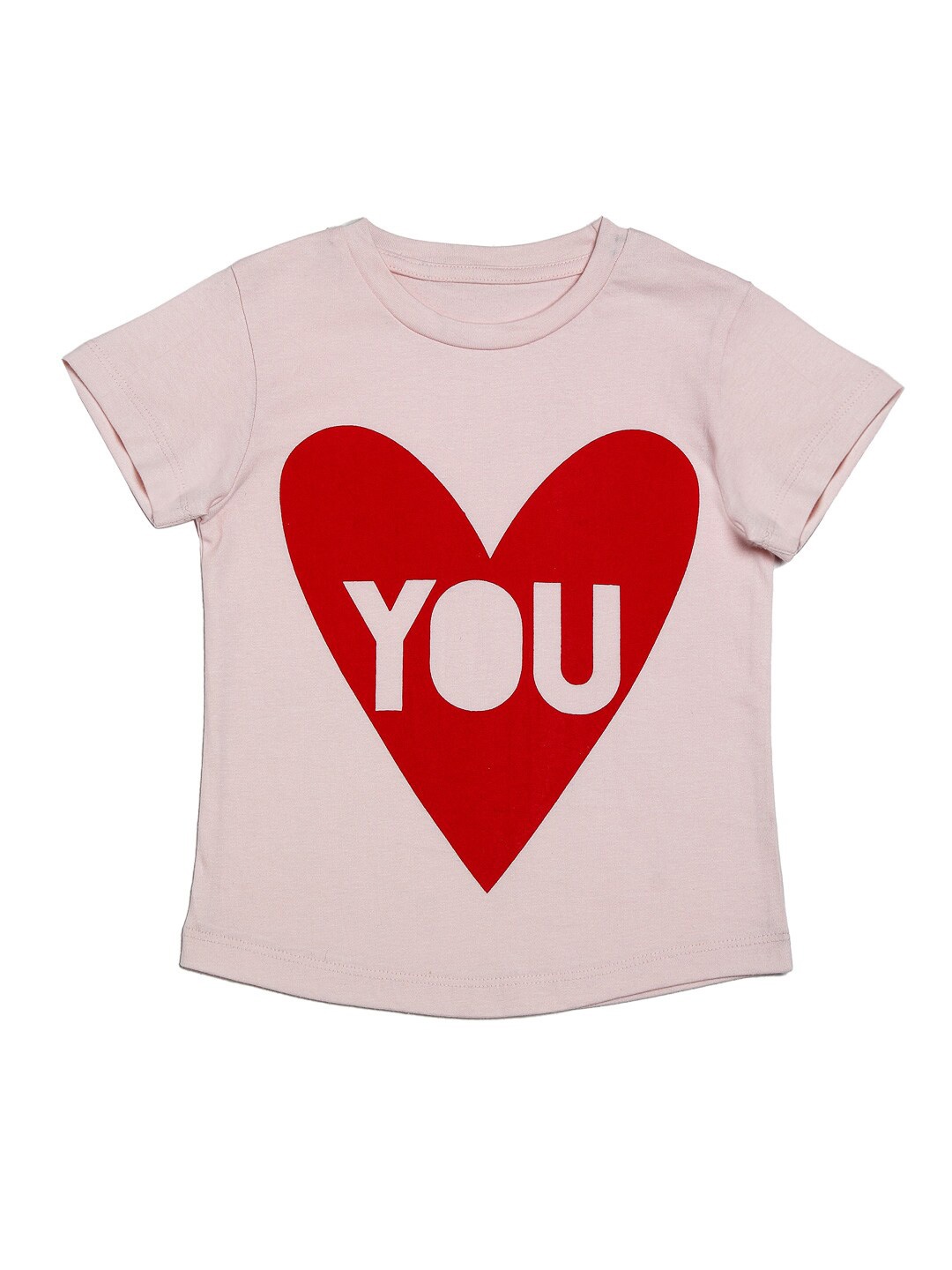 

DOOR74 Kids Typography Printed Cotton T-shirt, Pink