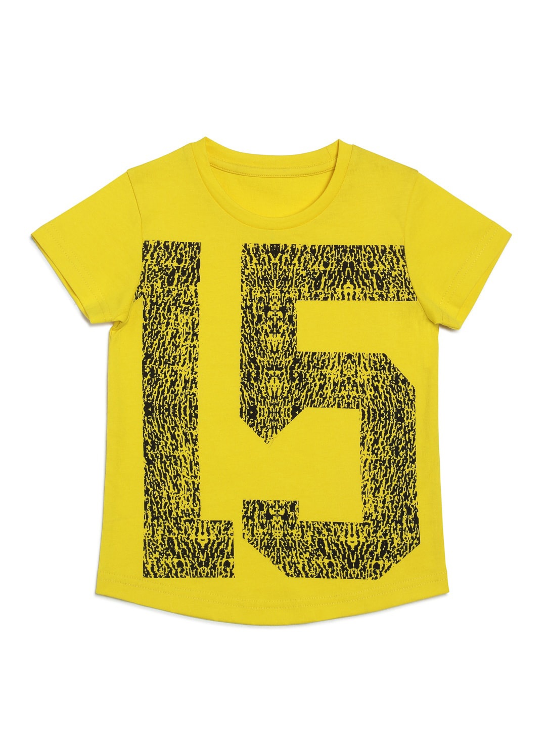 

DOOR74 Girls Varsity Printed Cotton T-shirt, Yellow