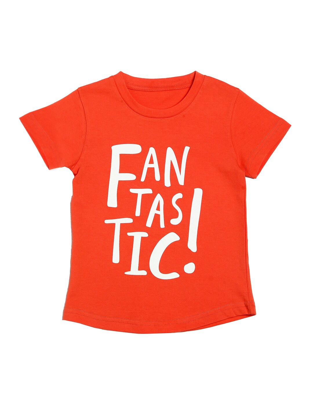 

DOOR74 Kids Typography Printed Cotton T-shirt, Orange