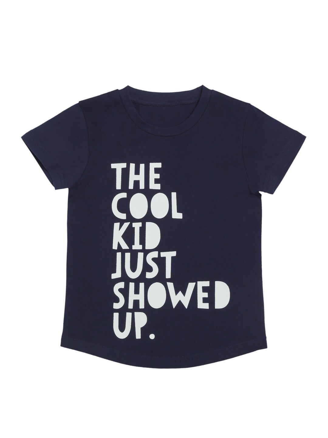 

DOOR74 Kids Typography Printed Cotton T-shirt, Navy blue