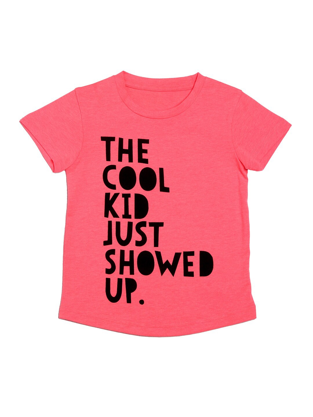 DOOR74 Kids Typography Printed Cotton T-shirt, Pink