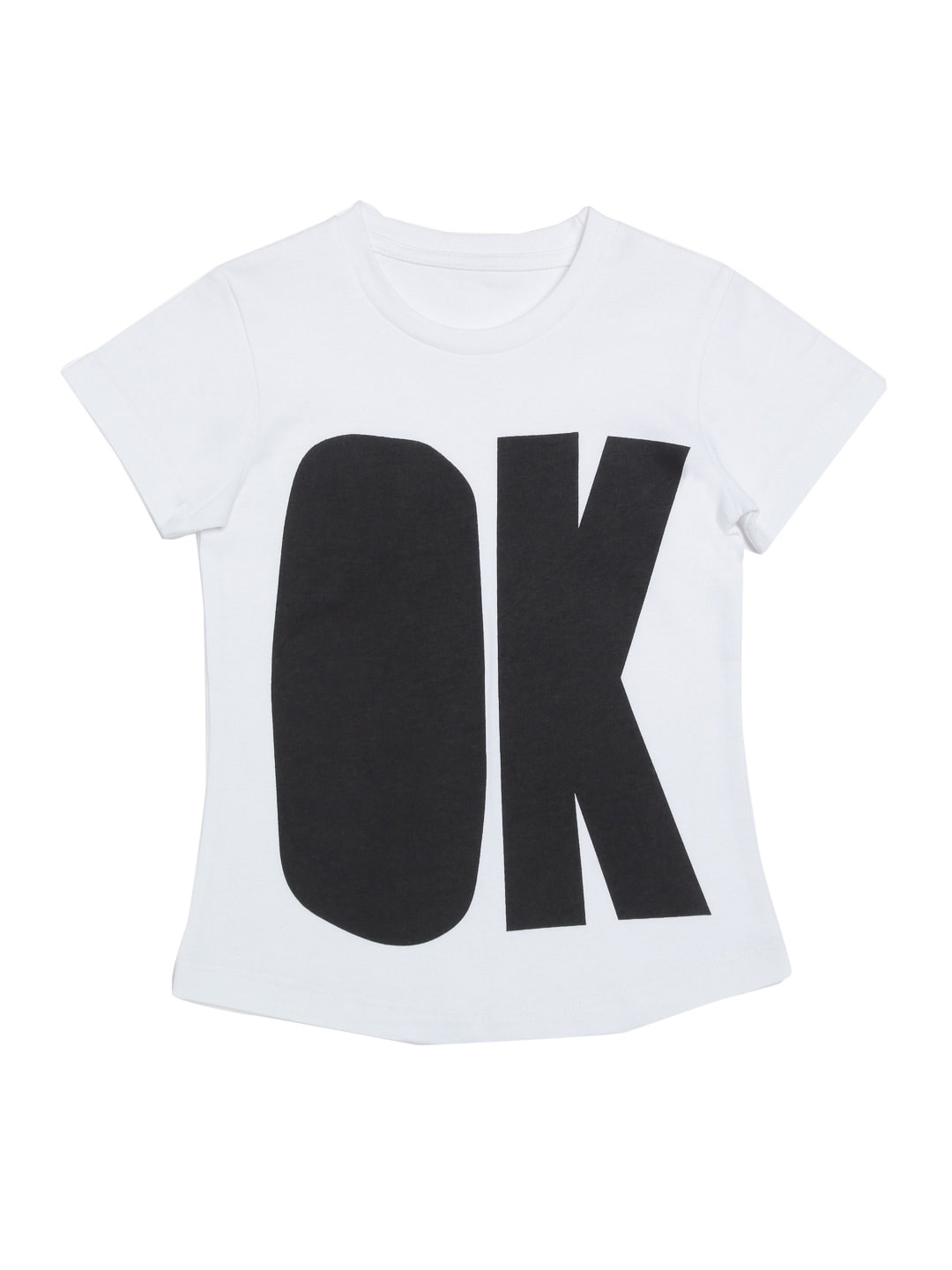 

DOOR74 Girls Typography Printed Cotton T-shirt, White
