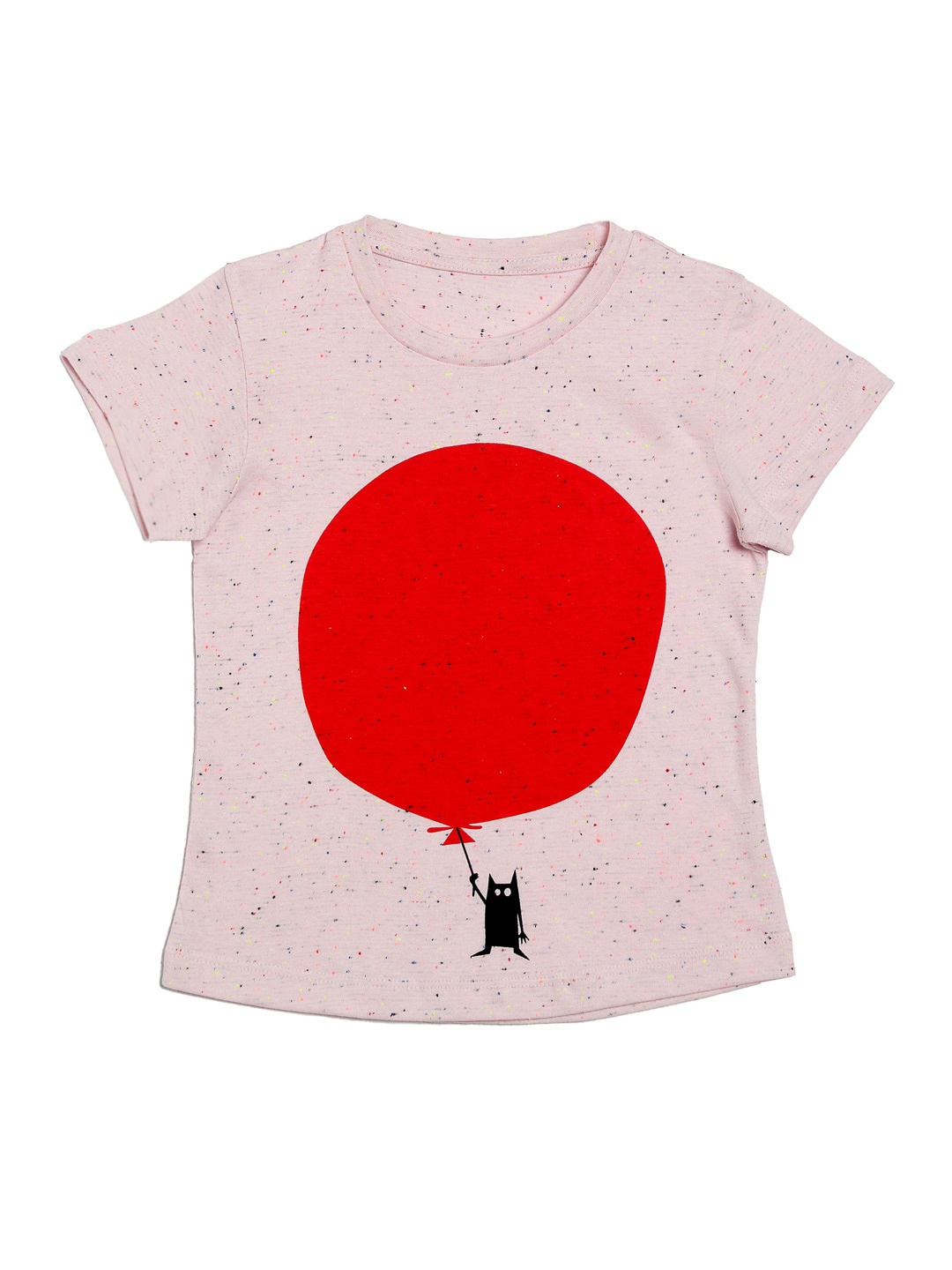 

DOOR74 Girls Graphic Printed Cotton T-shirt, Pink