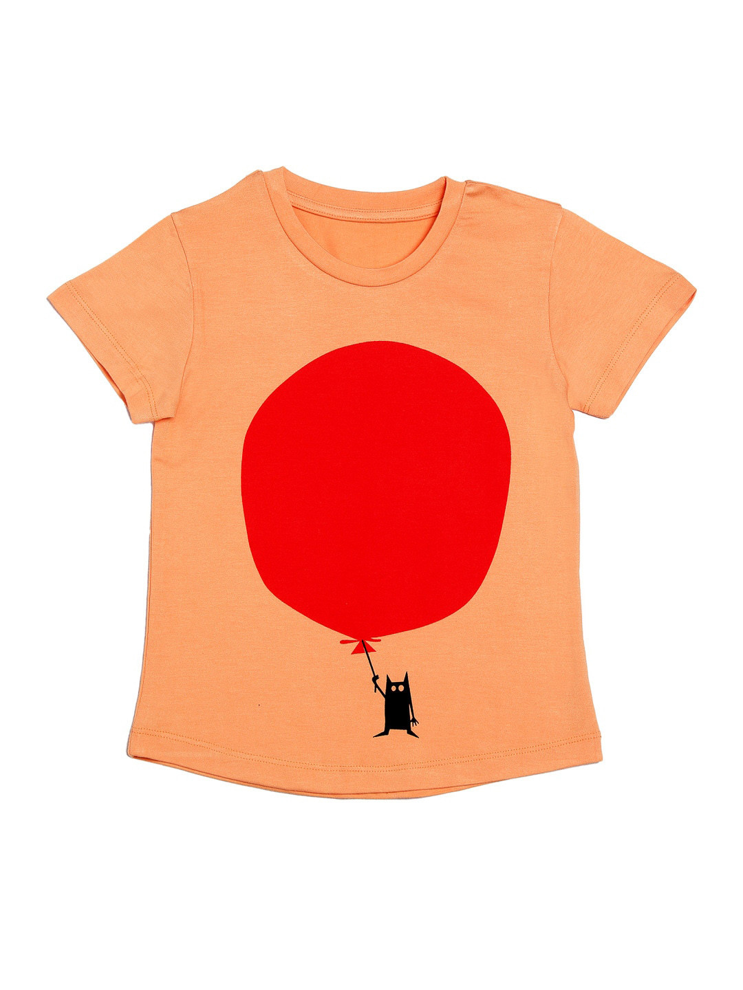 

DOOR74 Girls Graphic Printed Cotton T-shirt, Peach