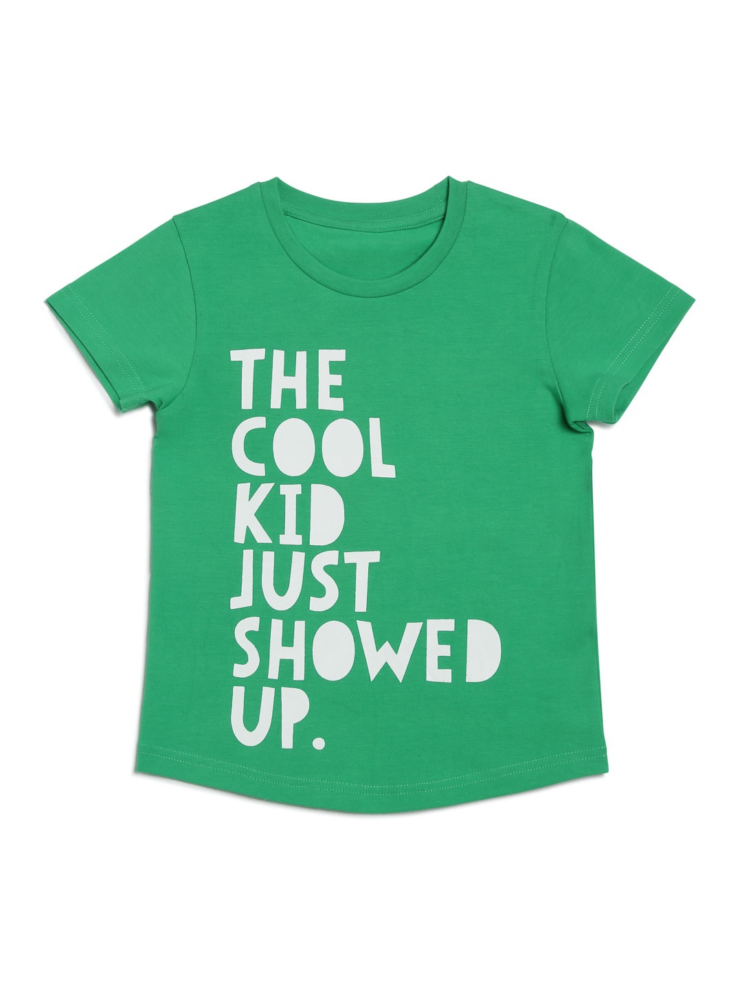 

DOOR74 Girls Typography Printed Cotton T-shirt, Green