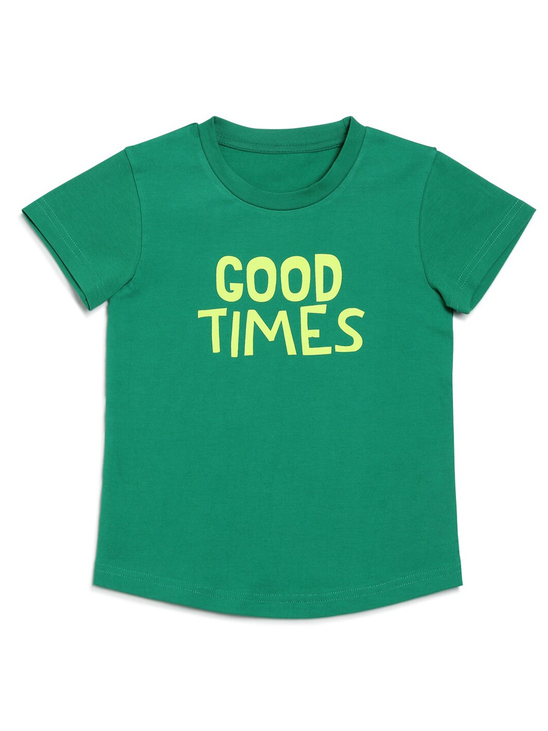 

DOOR74 Girls Typography Printed Cotton T-shirt, Green