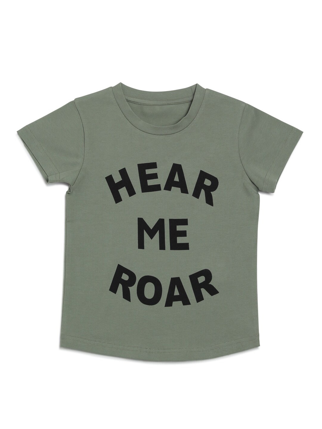 DOOR74 Kids Typography Printed Cotton T-shirt, Green