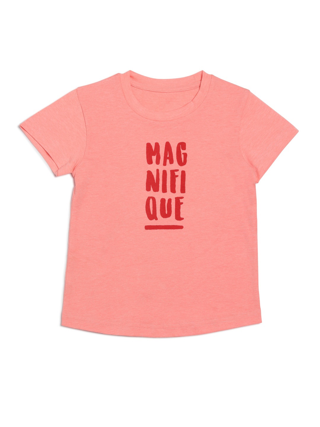 

DOOR74 Girls Typography Printed Cotton T-shirt, Pink