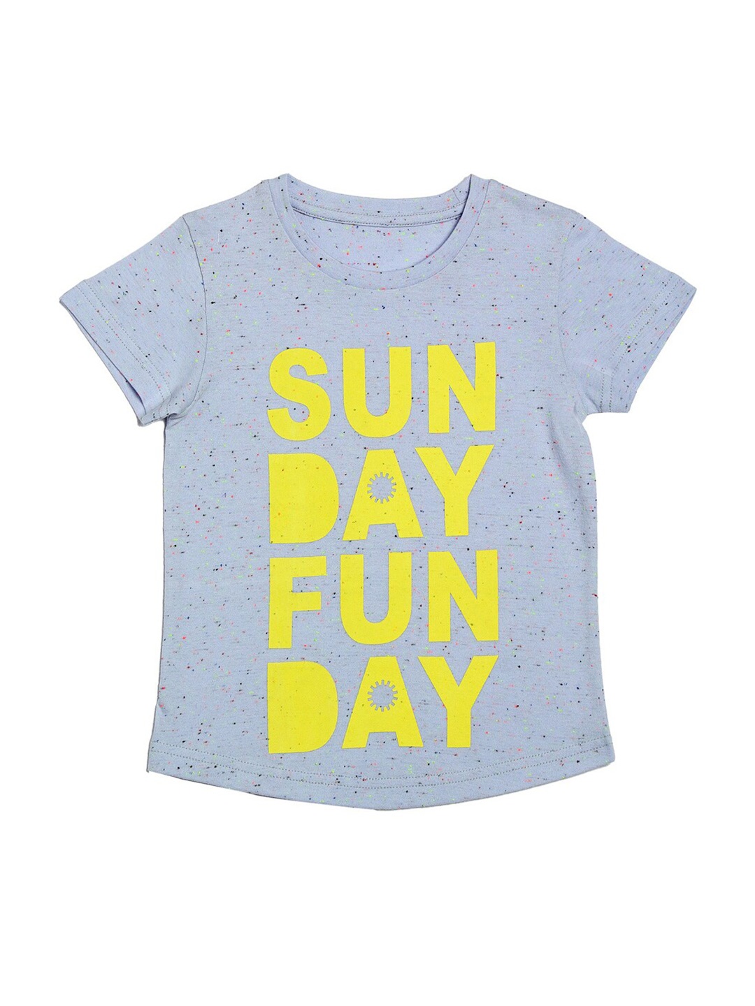 

DOOR74 Girls Typography Printed Cotton T-shirt, Grey