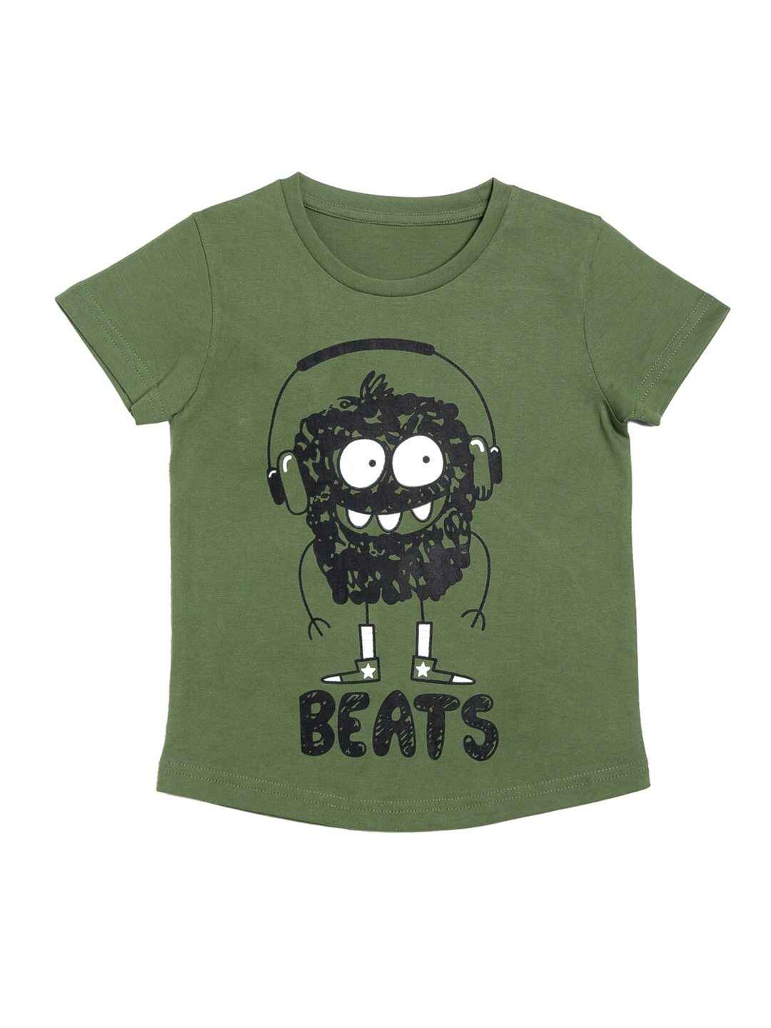 

DOOR74 Kids Graphic Printed Cotton T-shirt, Olive