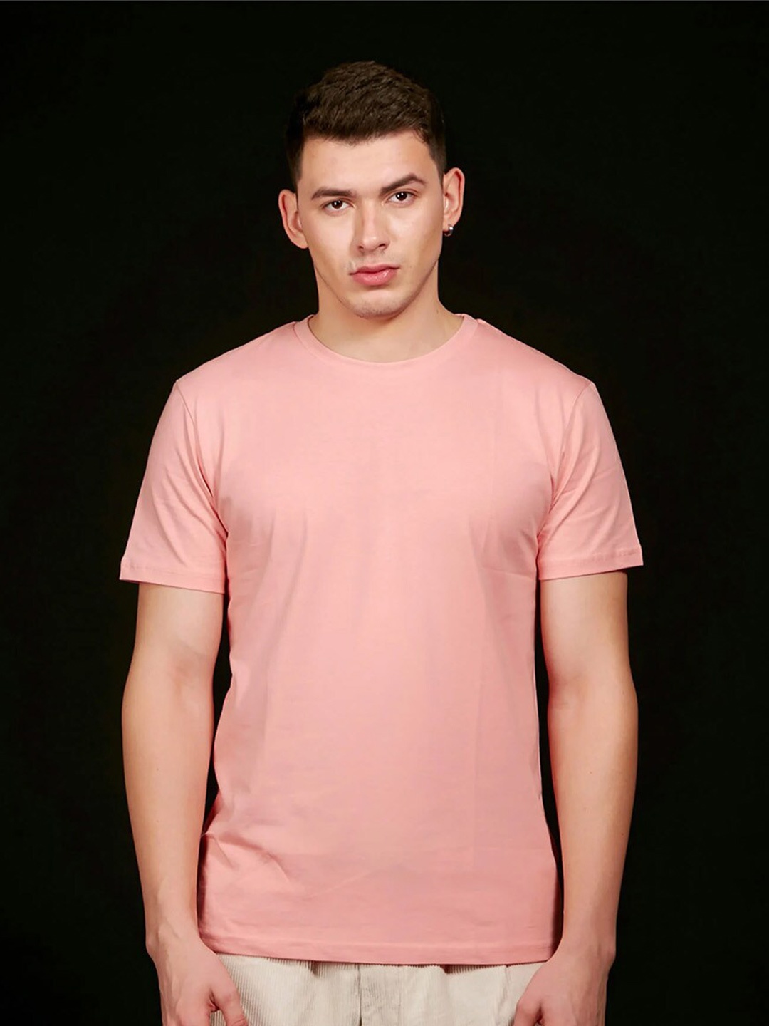 Bonkers Corner Peach Round Neck Cotton T-shirt