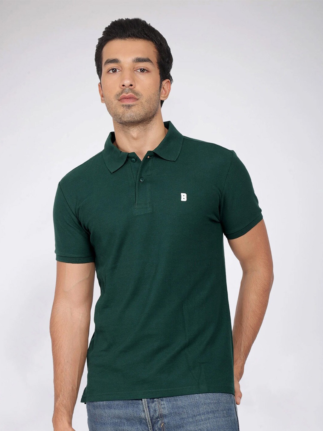 

Bonkers Corner Green Polo Collar Short Sleeves Cotton T-shirt
