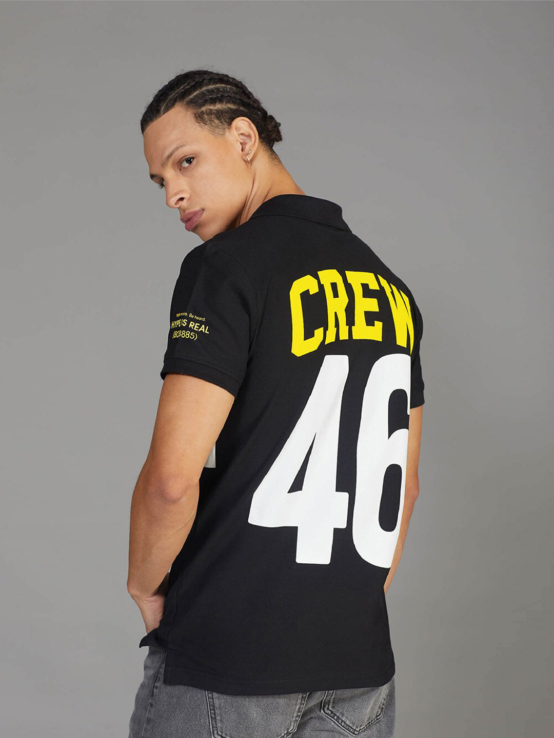 

Bonkers Corner Black Signature Crew Printed Polo Collar Short Sleeves Cotton T-shirt