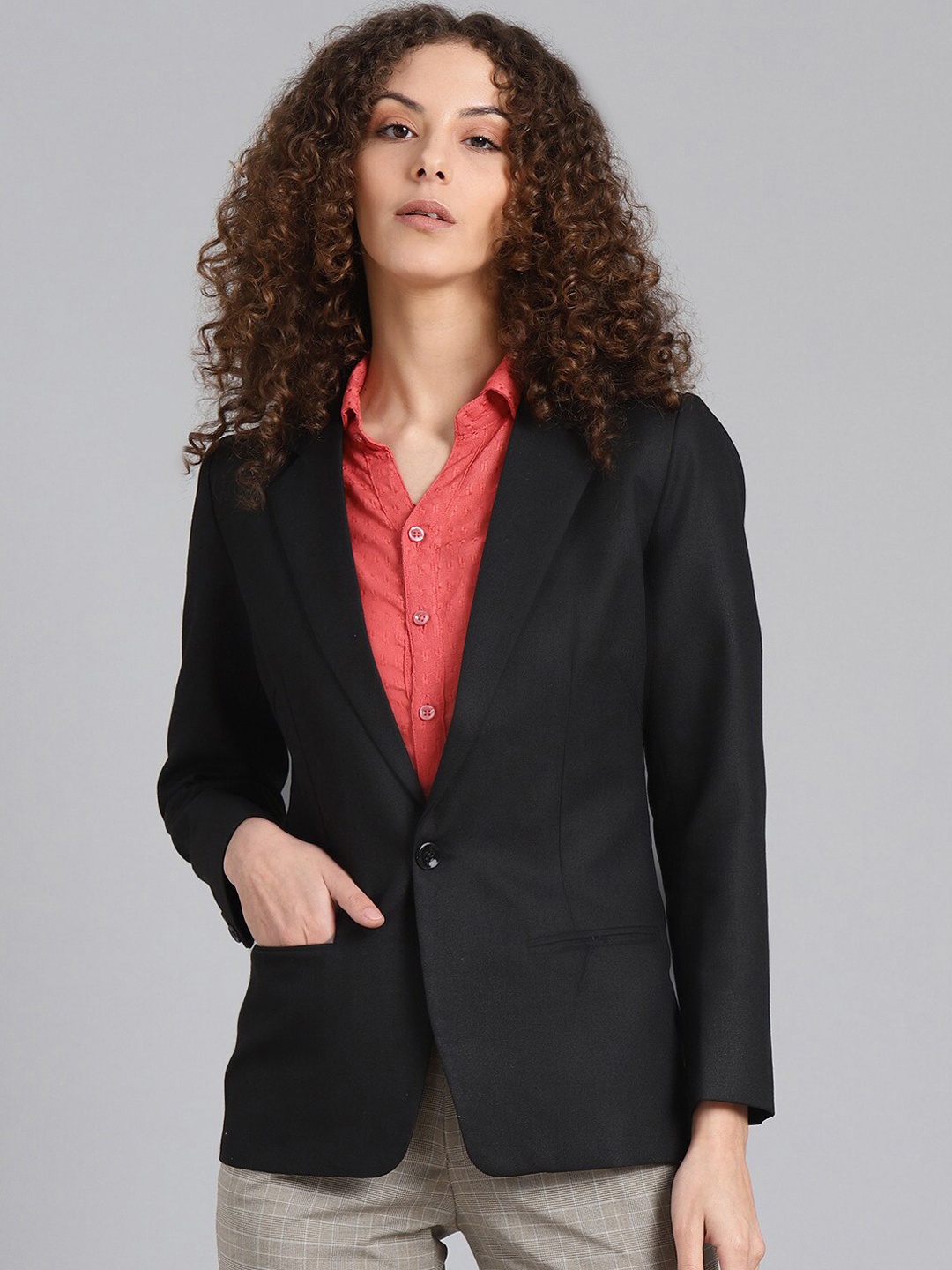 

Shaftesbury London Single-Breasted Slim-Fit Dobby Formal Blazer, Black