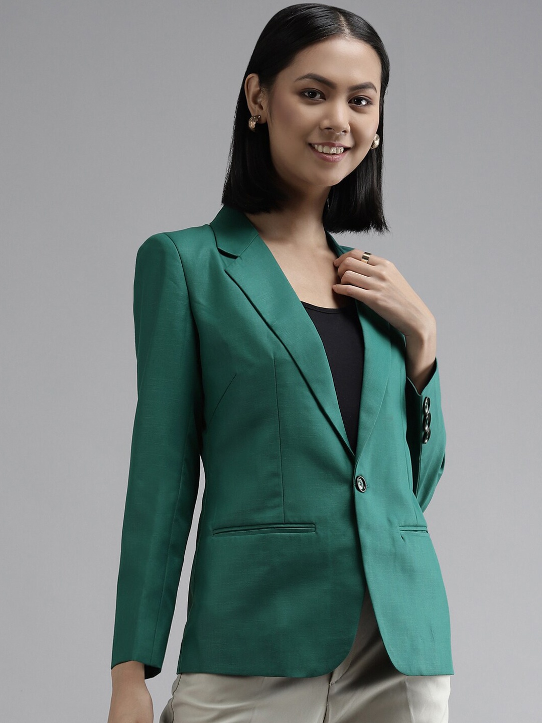 

Shaftesbury London Slim Fit Single-Breasted Formal Blazer, Green