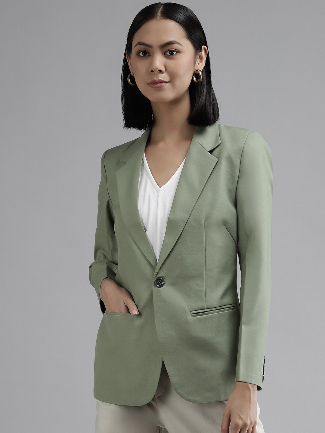 

Shaftesbury London Slim Fit Single-Breasted Formal Blazer, Green