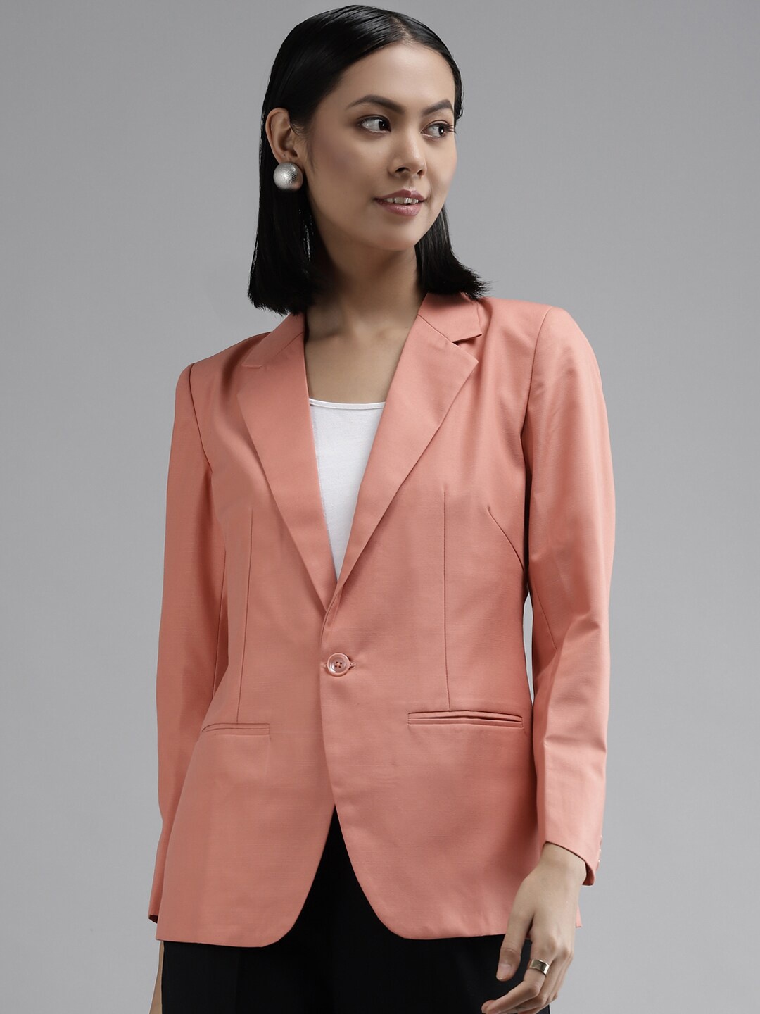 

Shaftesbury London Single-Breasted Slim-Fit Formal Blazer, Orange