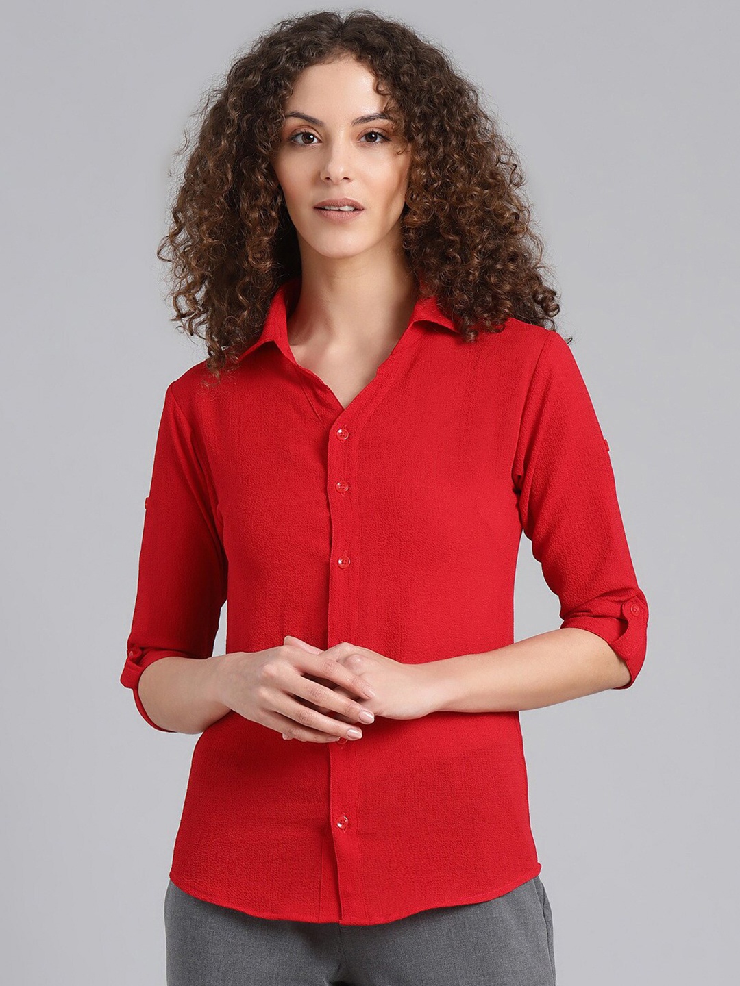 

Shaftesbury London Smart Slim Fit Textured Cotton Casual Shirt, Red