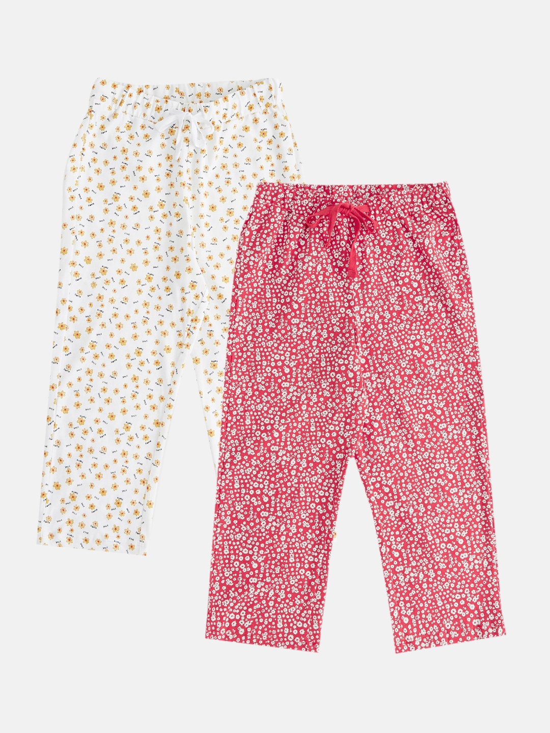 

Pantaloons Junior Girls Pack Of 2 Cotton Lounge Pants, Red