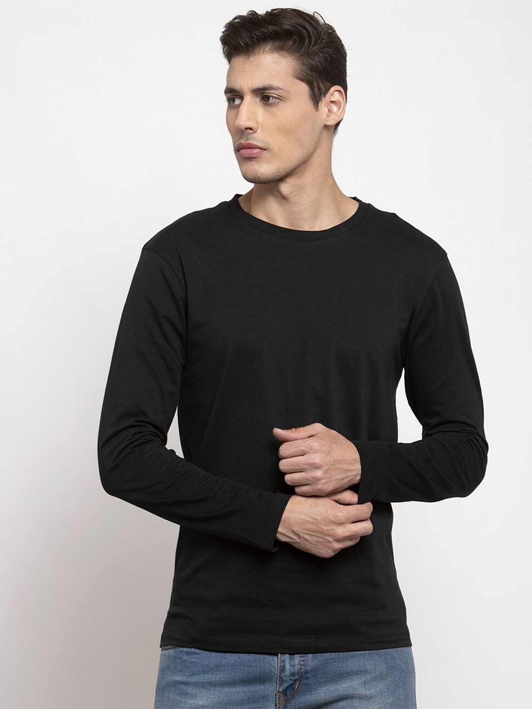

DOOR74 Long Sleeve Cotton T-shirt, Black