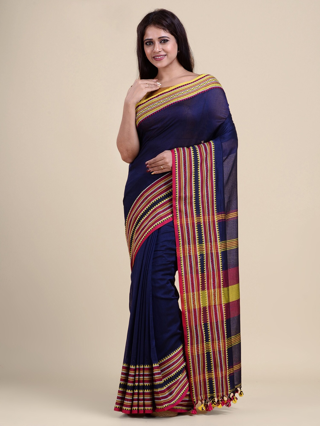 

Charukriti Woven Design Border Saree, Blue