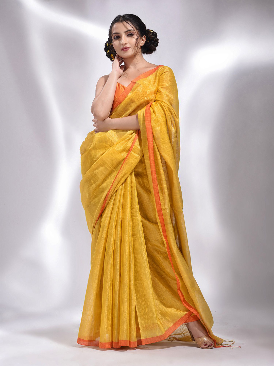 

Charukriti Tissue Festive Saree, Yellow