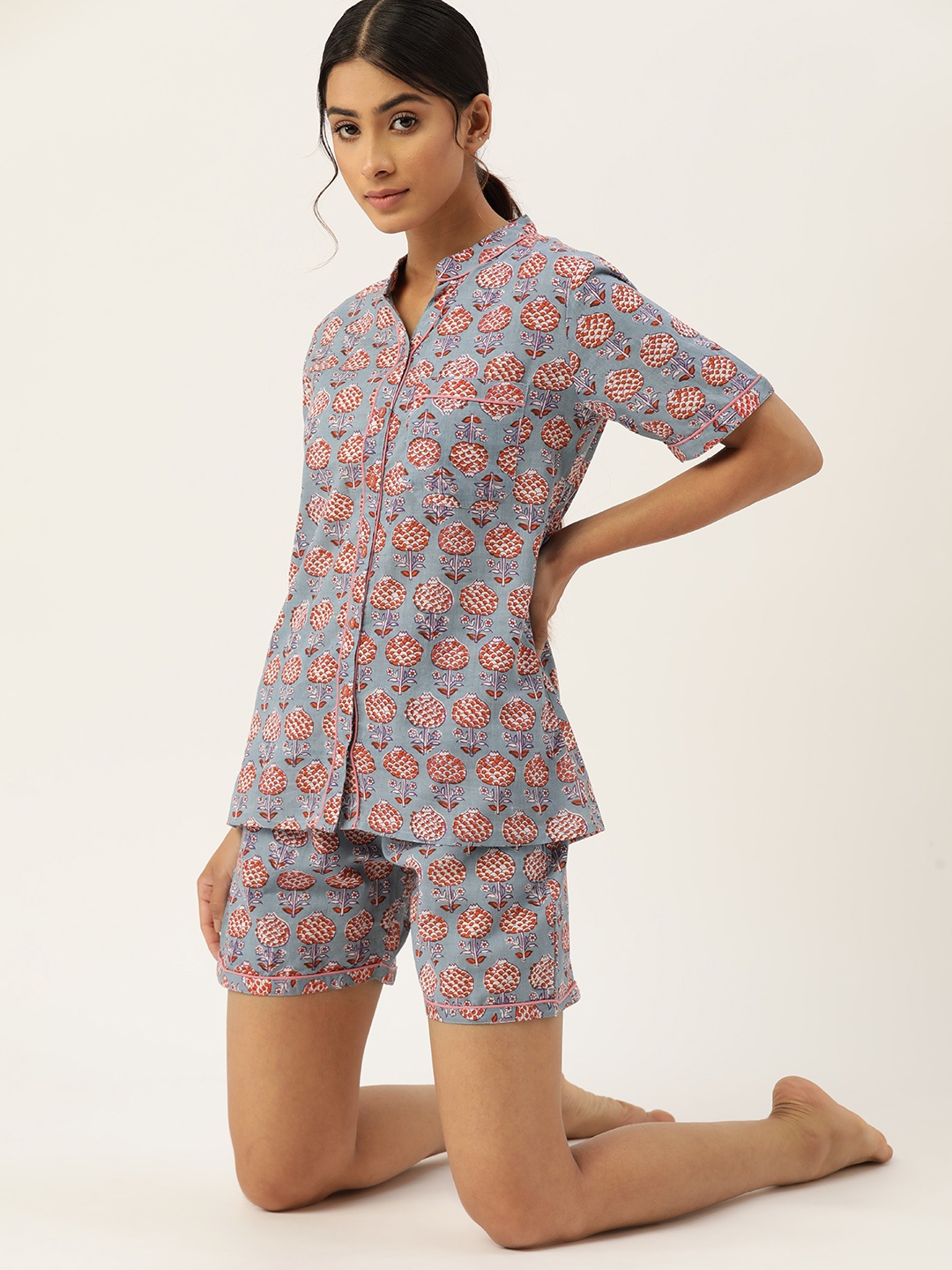 

ETC Pure Cotton Printed Night suit 01-Purple