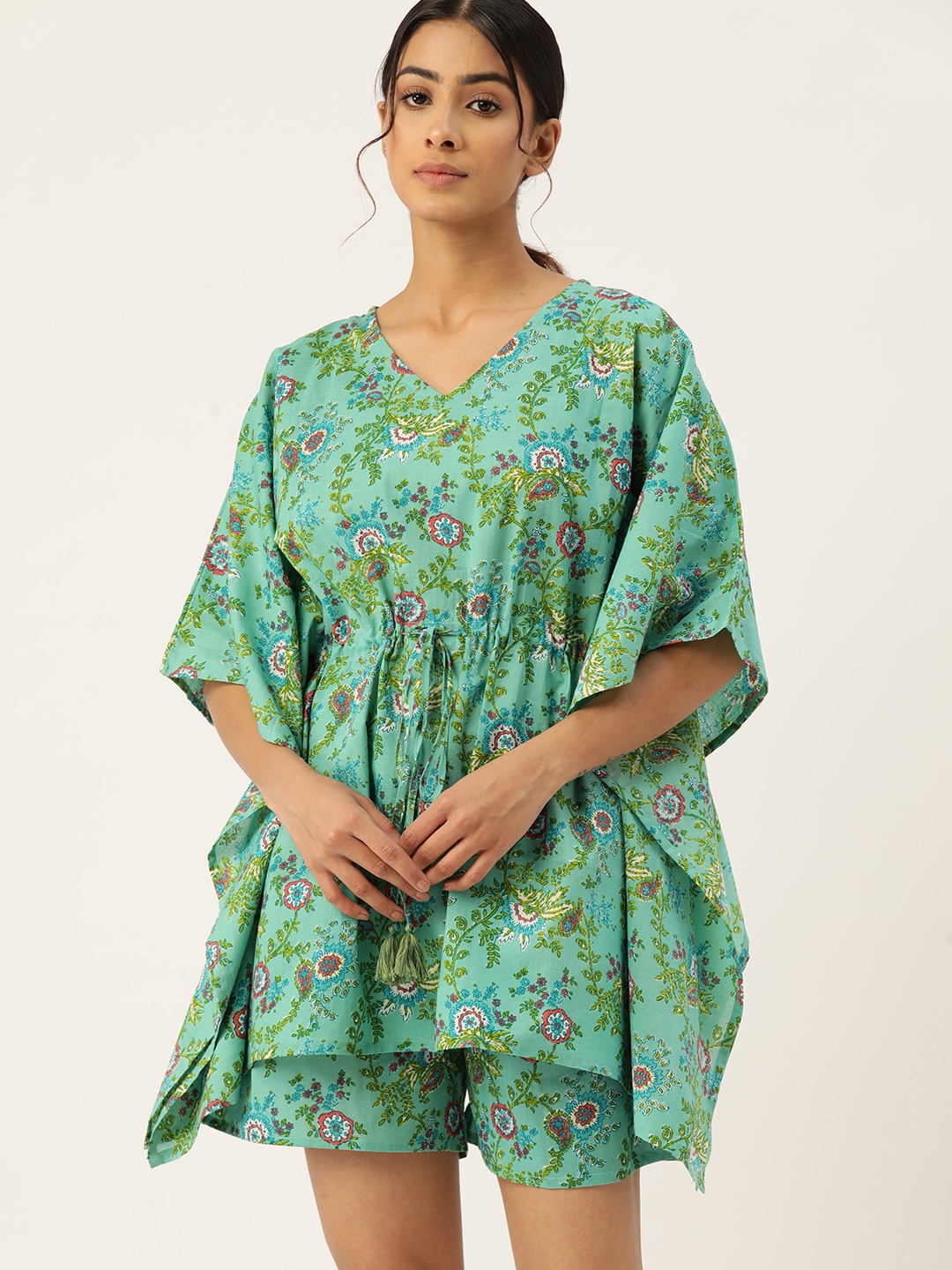 ETC Pure Cotton Printed Night suit 17-Sea Green