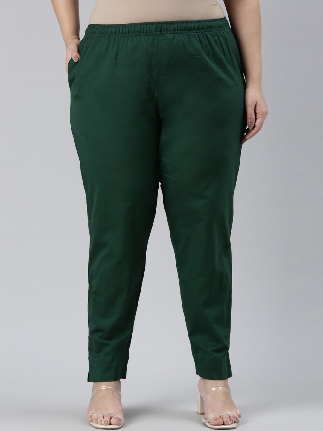 

Go Colors Women Green Relaxed Straight Fit Trousers