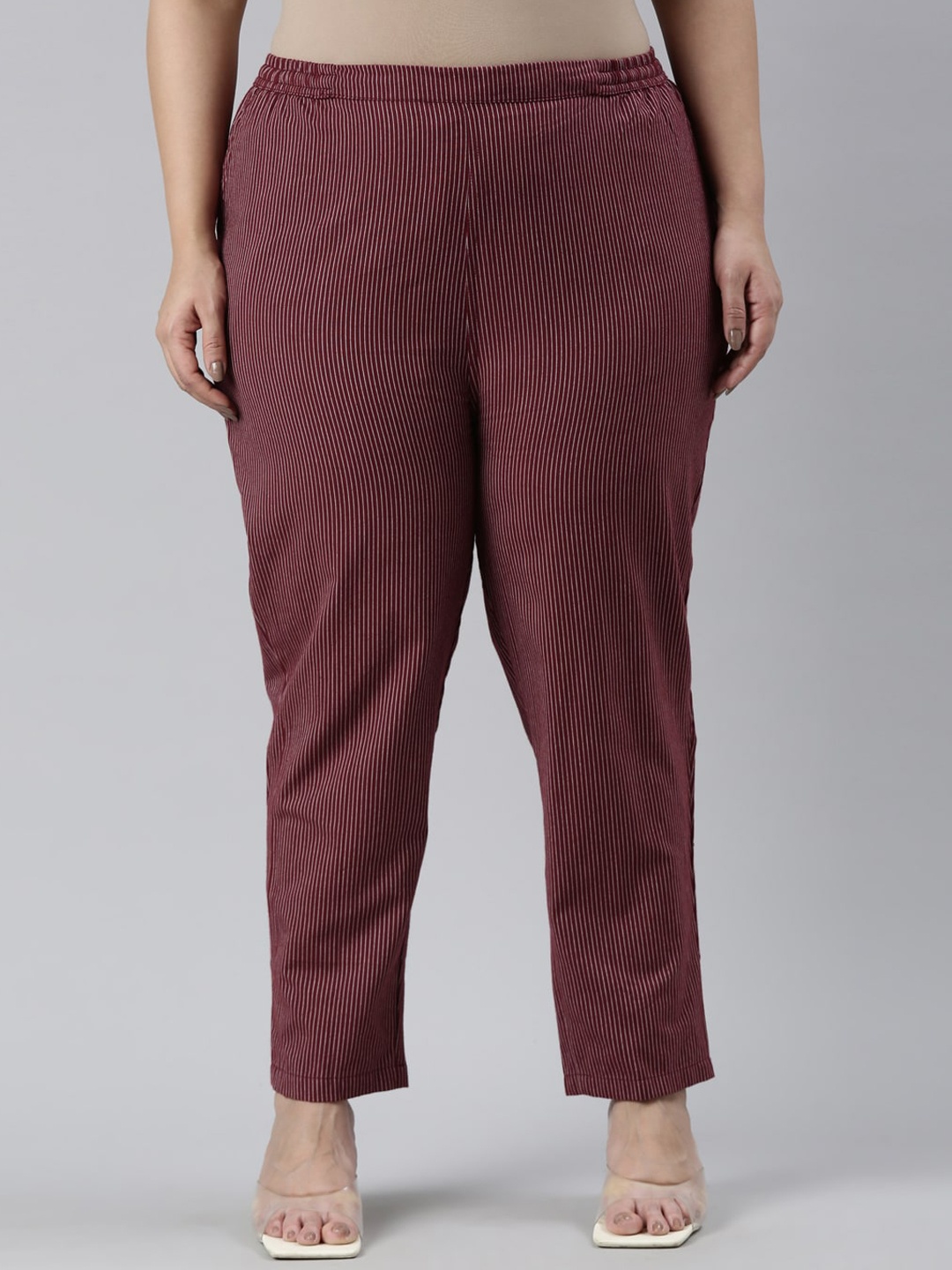 

Go Colors Women Plus Size Comfort Trousers, Maroon