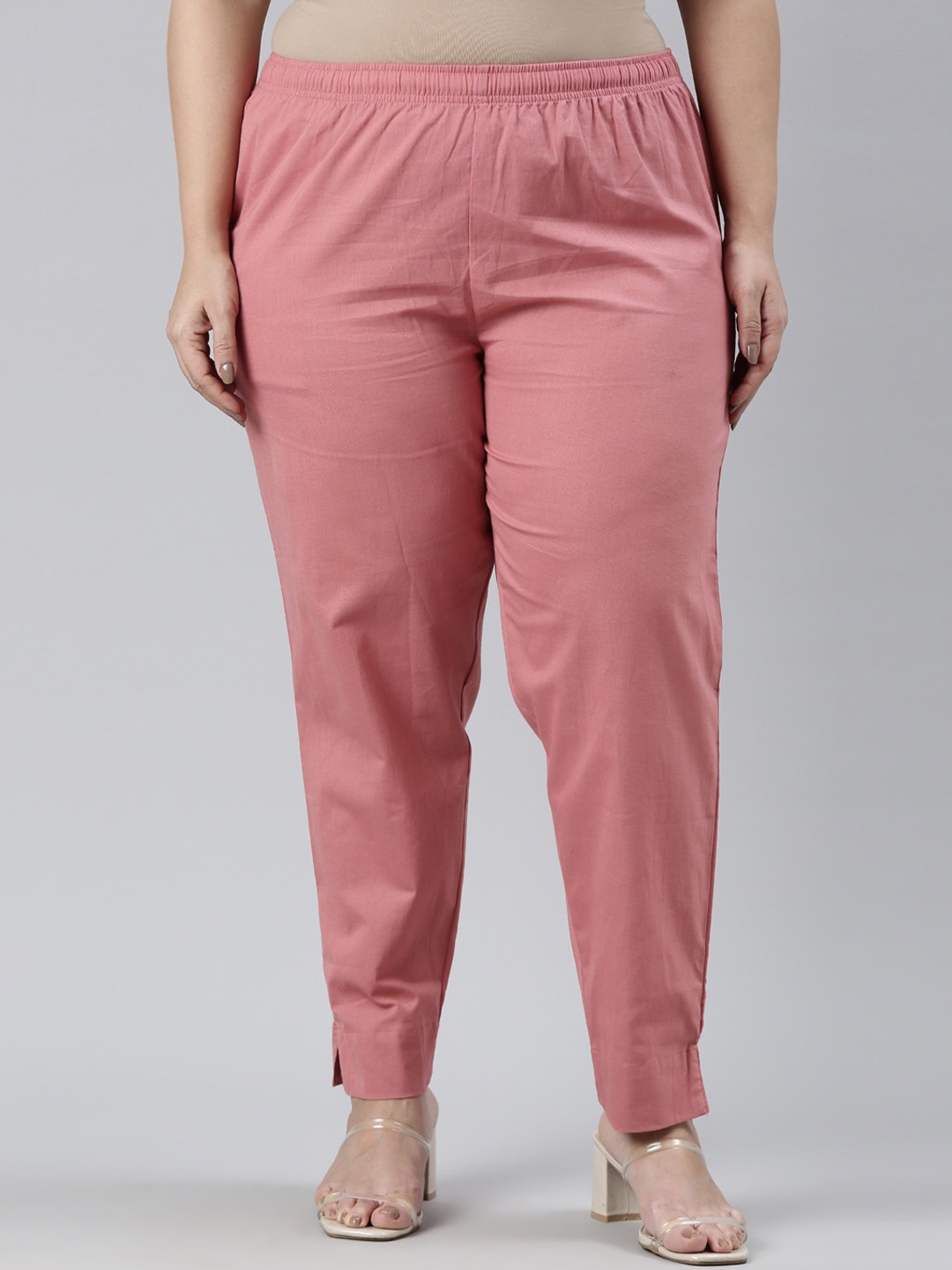 

Go Colors Women Plus Size Relaxed Straight Fit Trousers, Rose