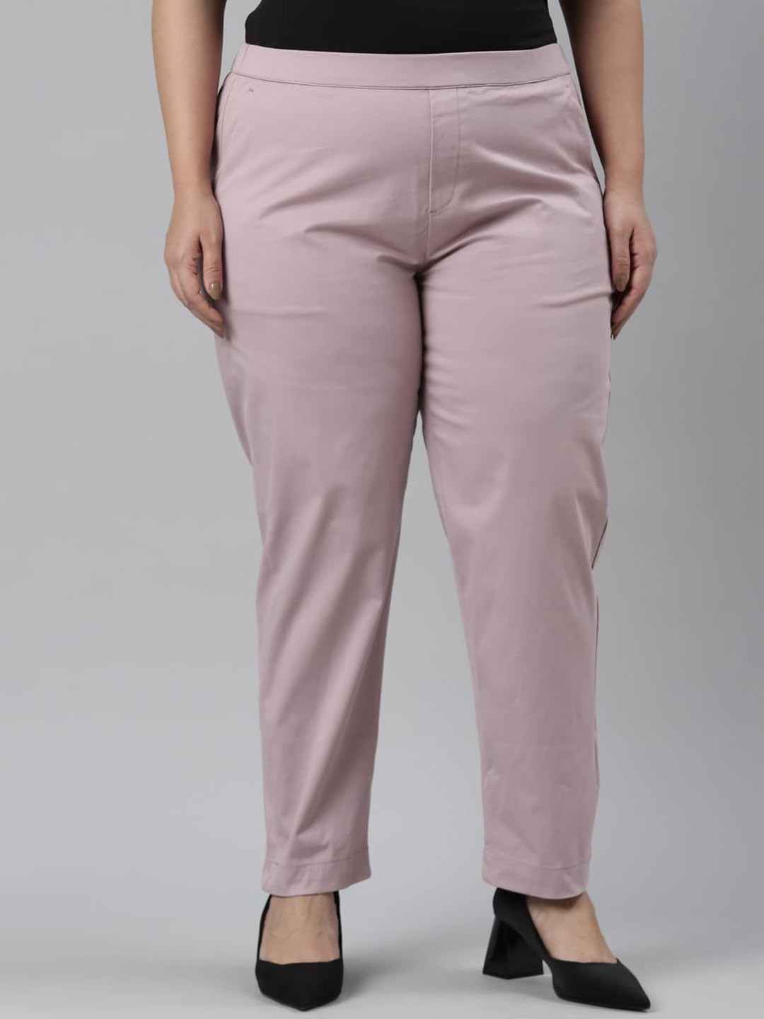 

Go Colors Women Plus Size Smart Slim Fit Trousers, Lavender