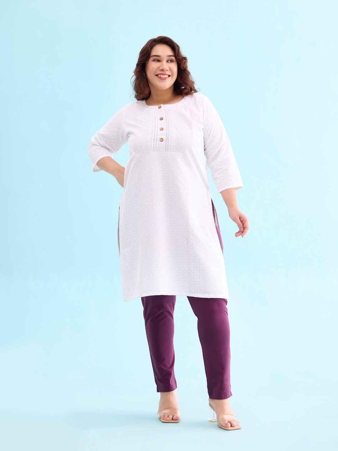

Go Colors Women Plus Size Comfort Trousers, Purple