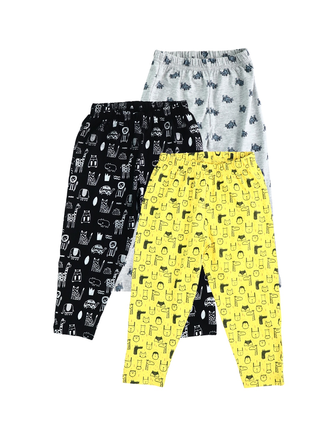 

BE AWARA Kids Pack of 3 Printed Lounge Pants, Yellow