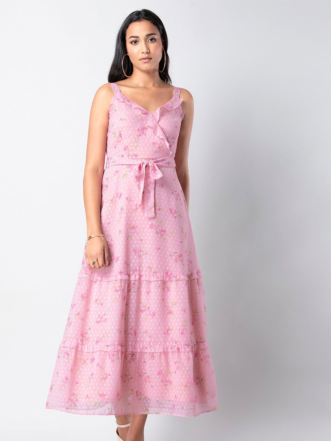 

FabAlley Print Georgette Maxi Dress, Pink