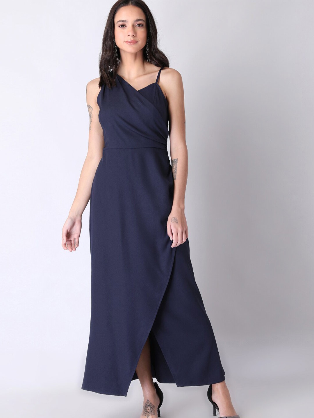 

FabAlley Strappy One Shoulder Fit & Flare Maxi Dress, Blue