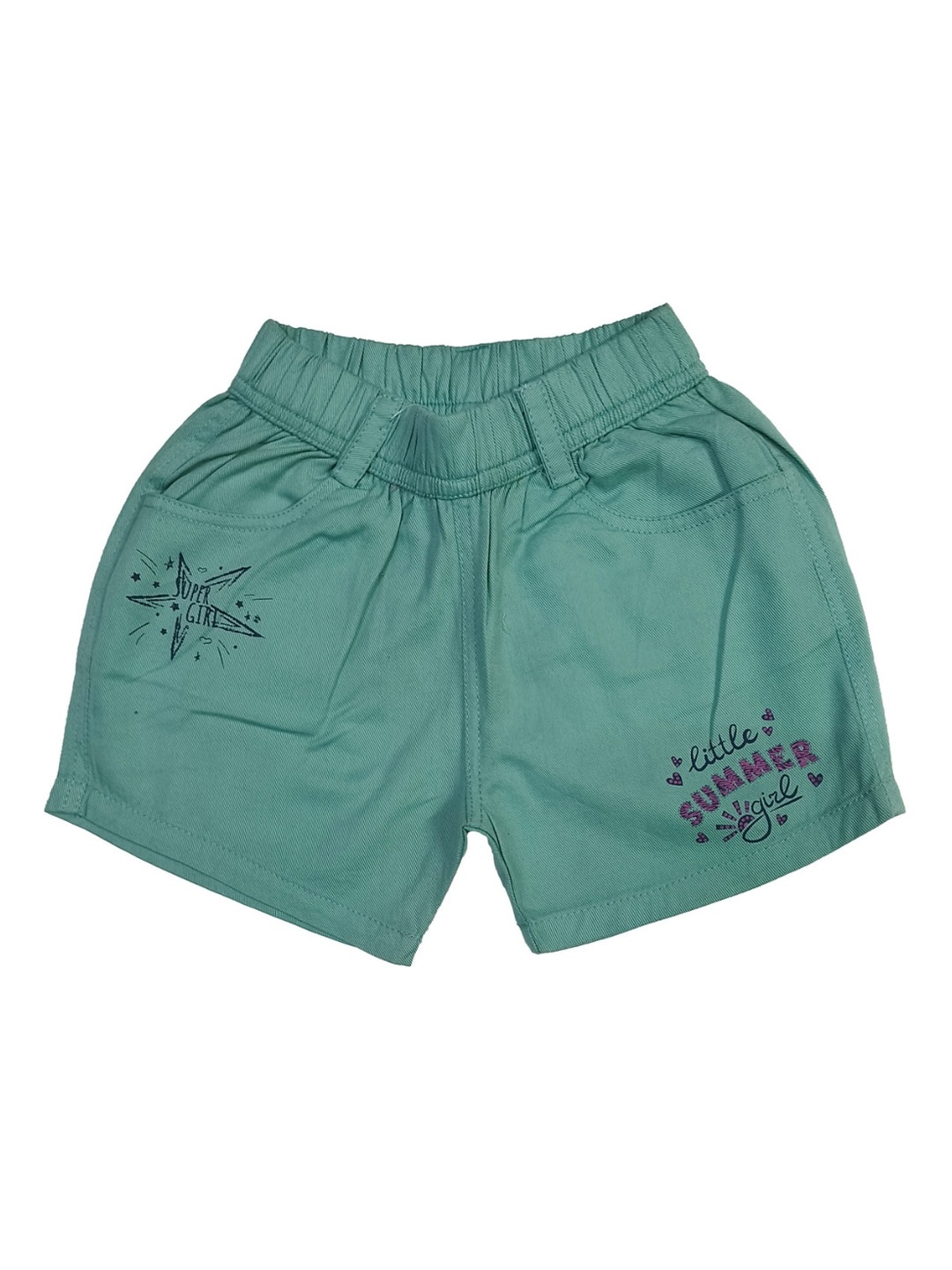 

VEDANA Girls Regular-Fit Mid-Rise Cotton Shorts, Green