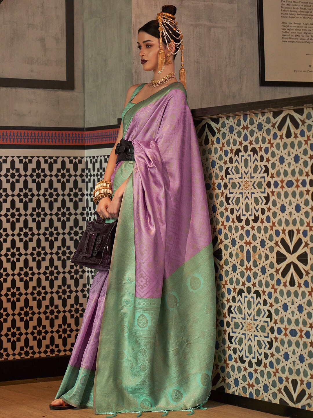 

KARAGIRI Ethnic Woven Design Zari Kanjeevaram Saree, Lavender