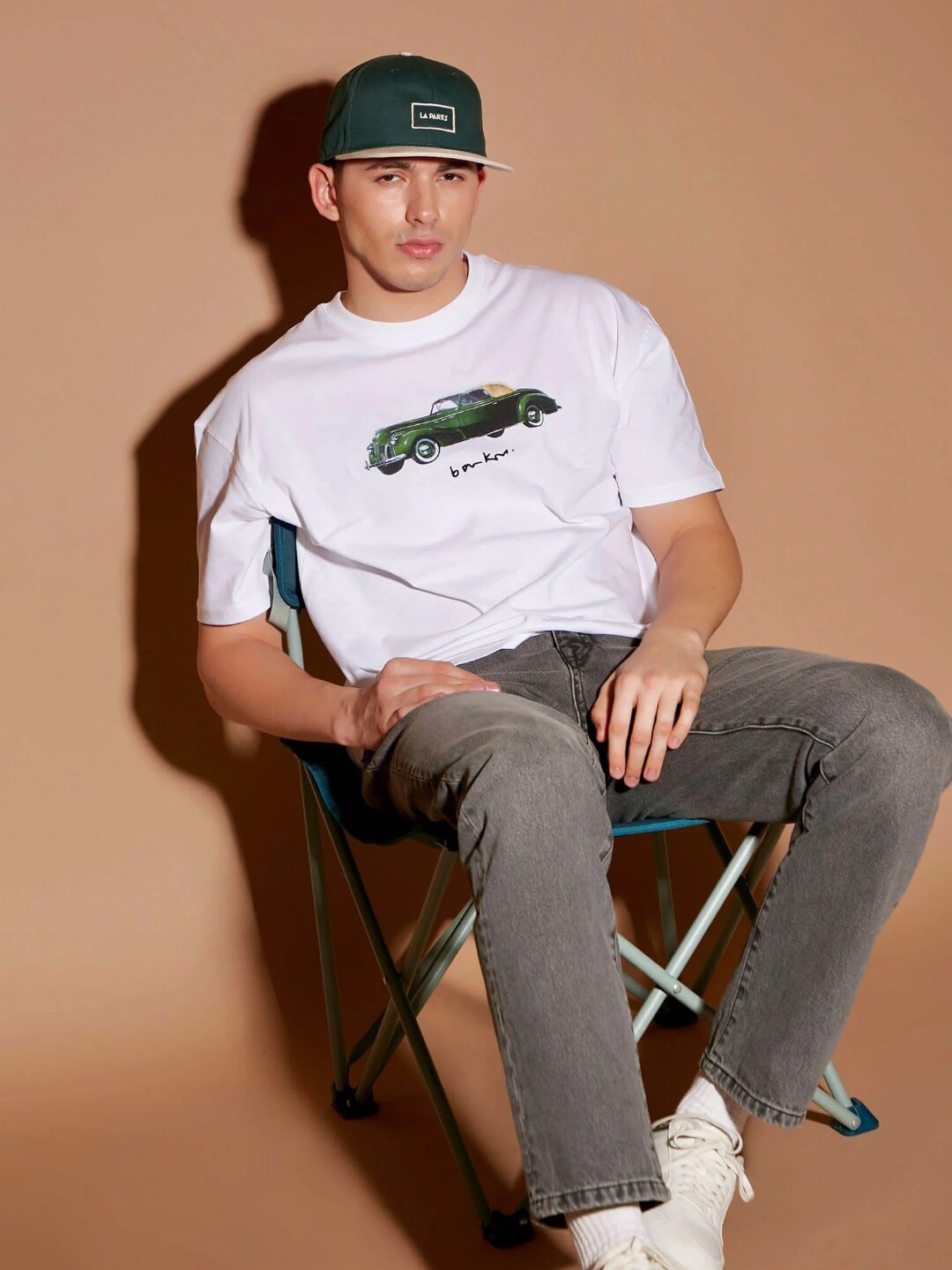 

Bonkers Corner White Graphic Printed Drop Shoulder Cotton Oversize Fit T-shirt