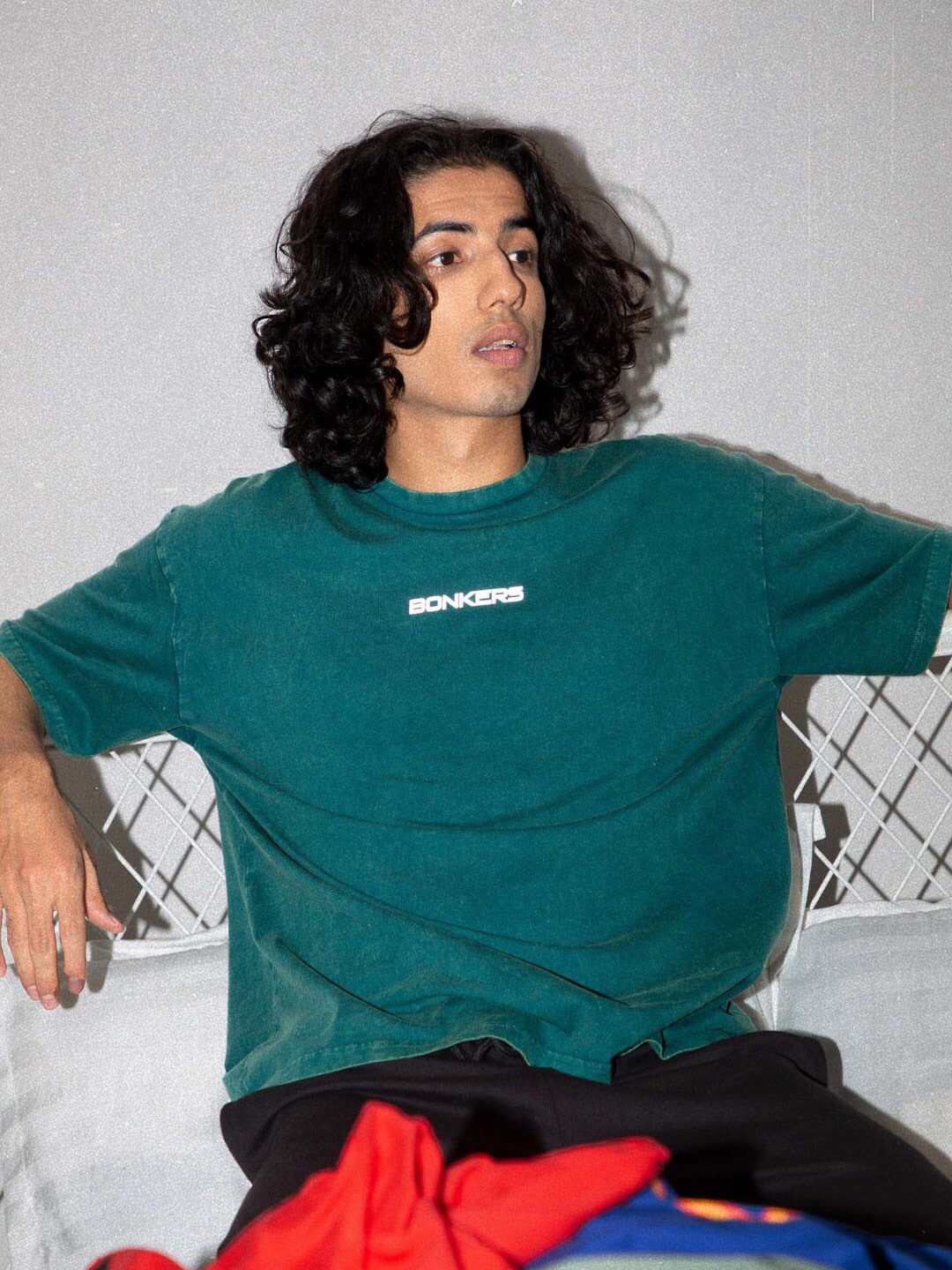 

Bonkers Corner Green Drop Shoulder Sleeves Cotton Oversize Fit T-shirt