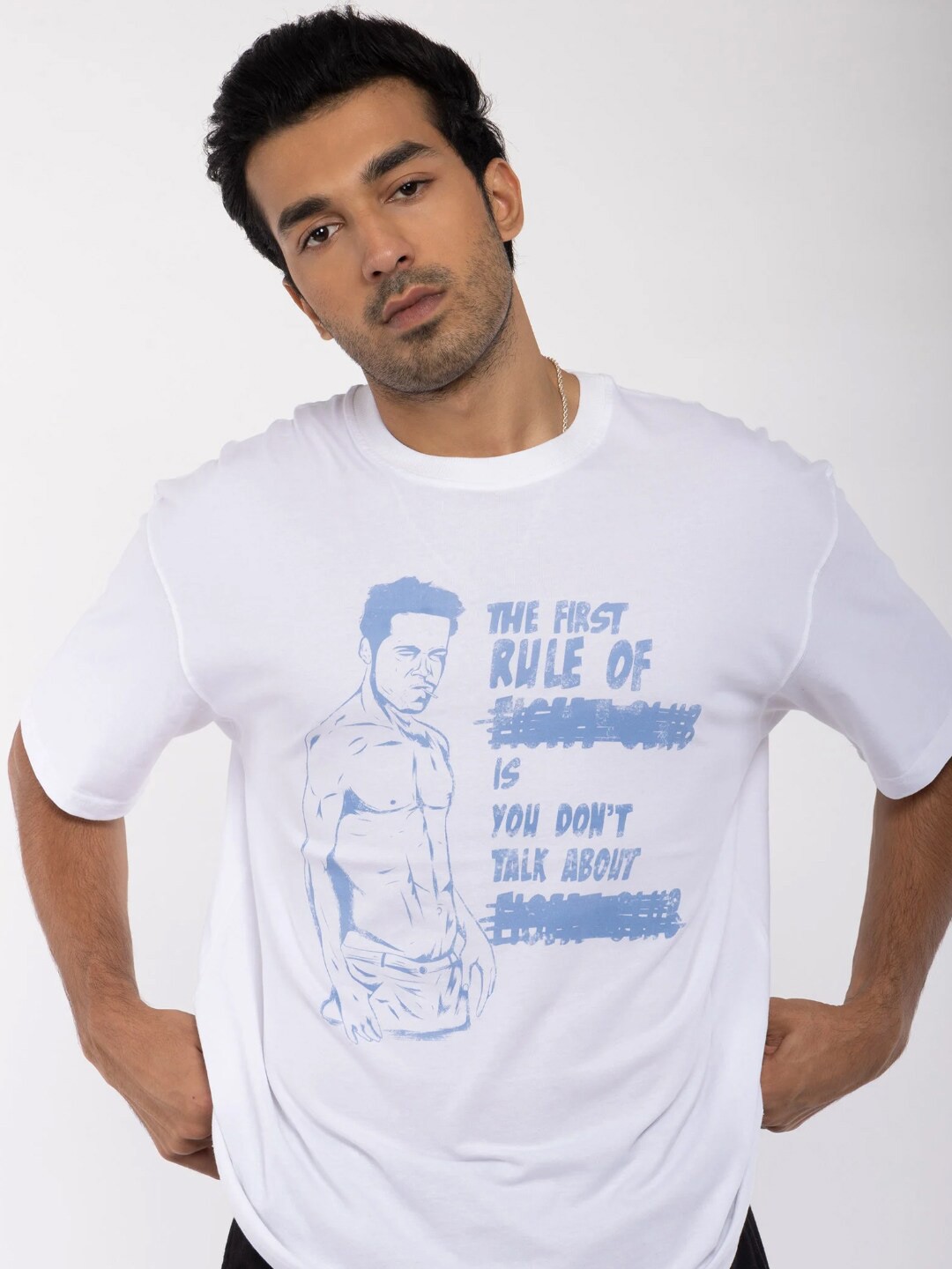 

Bonkers Corner People And Places Printed Drop Shoulder Cotton Loose Fit T-shirt, White