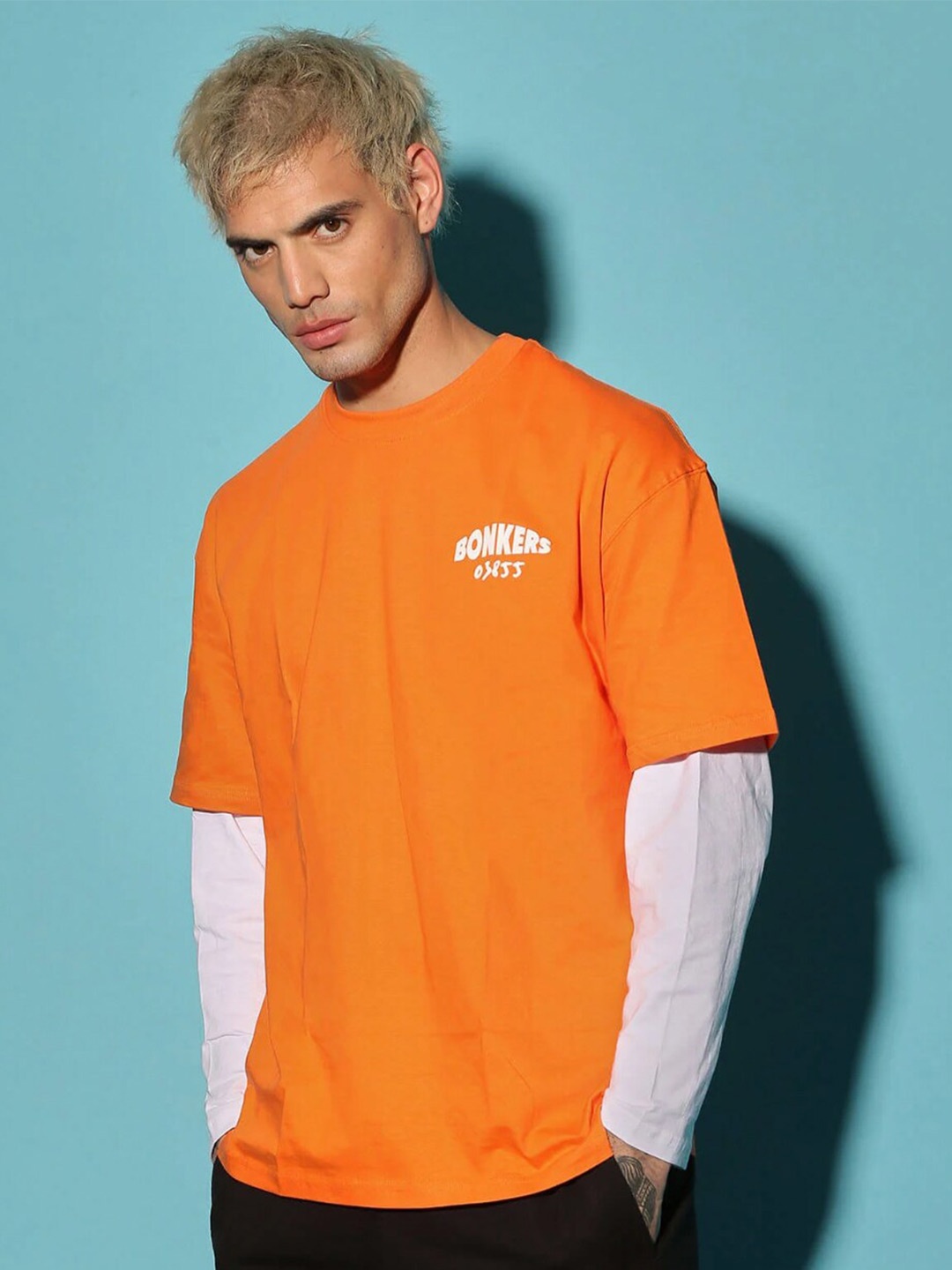 

Bonkers Corner Orange Stay Real Drop Shoulder Sleeves Cotton Oversize Fit T-shirt