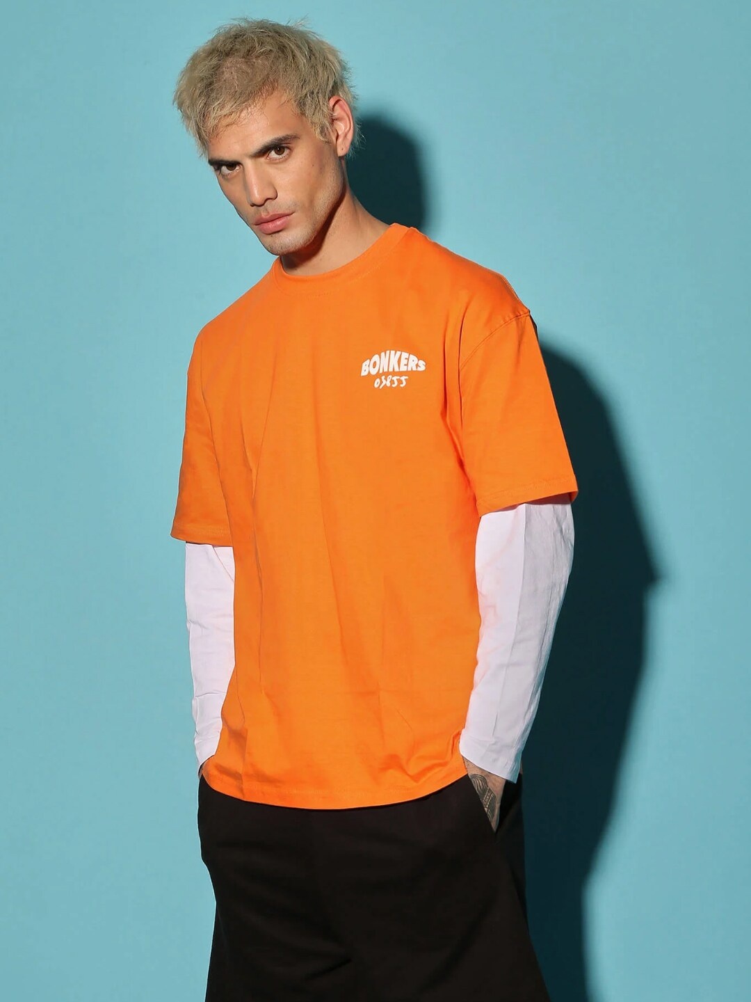 

Bonkers Corner Drop Shoulder Cotton Loose Fit T-shirt, Orange