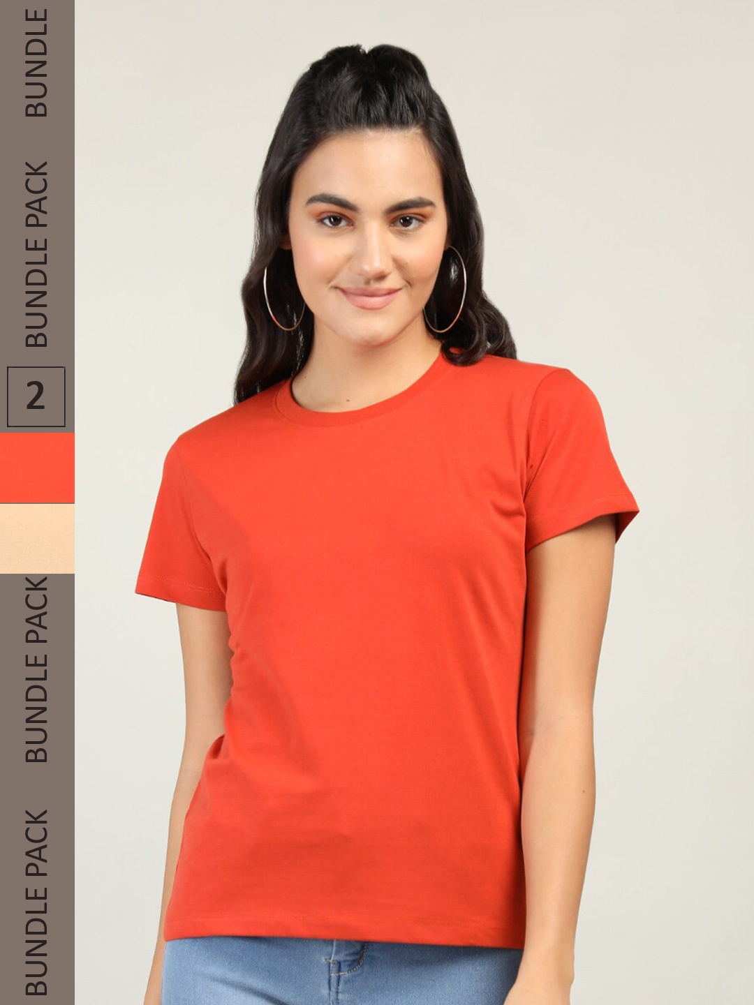 

Plagg Pack Of 2 Cotton Casual T-shirts, Orange