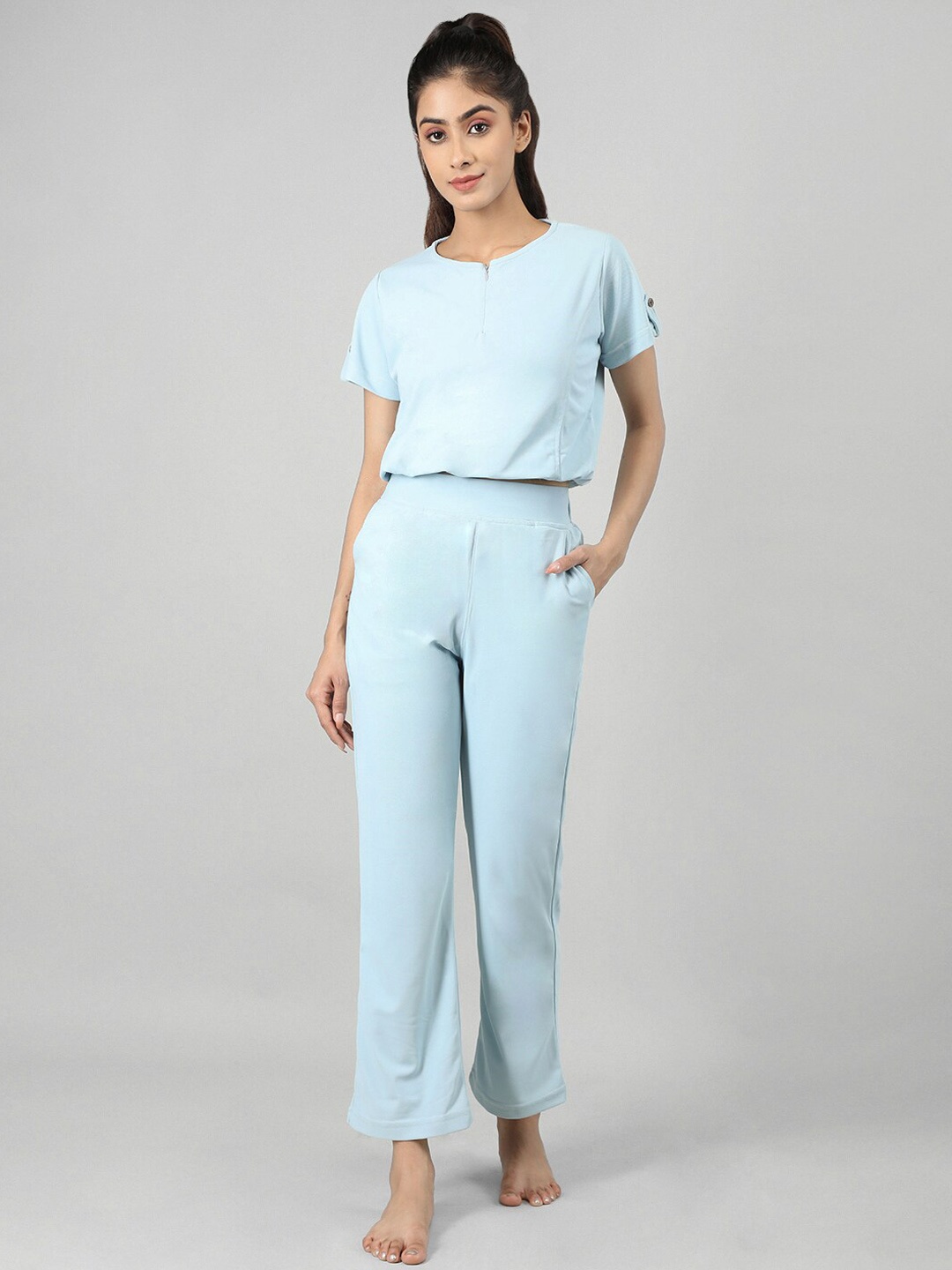 

Duchess Round Neck Top & Trousers, Blue